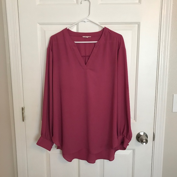 Maurices Atwood Long Sleeve V-Neck Popover Tunic Blouse Size XXL Mauve - Picture 3 of 9